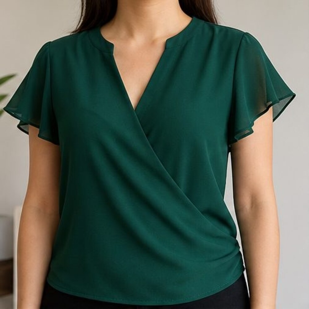 Emerald Ruffle Blouse - Picture 2 of 6